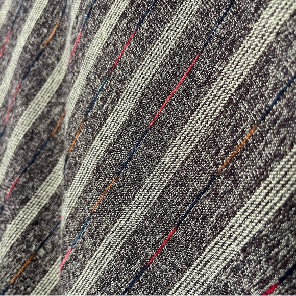 VTG 90s Women Midi Skirt Large Brown Academia Pull On Chevron Stripe A-Line - Picture 3 of 6